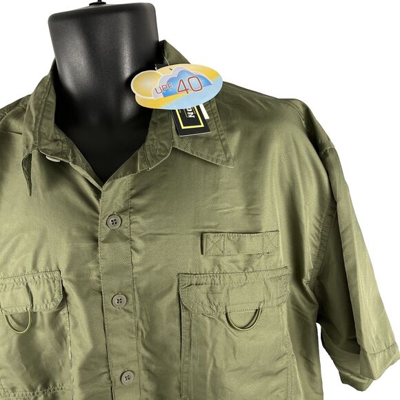 New Mens Canyon Creek SS Vented Fishing Outdoor Shirt Size XL UPF 40 Olive NWT - Picture 2 of 7